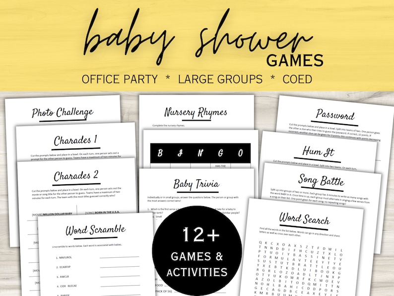 Office Baby Shower Games Coed Baby Shower for Work and Large Groups Etsy
