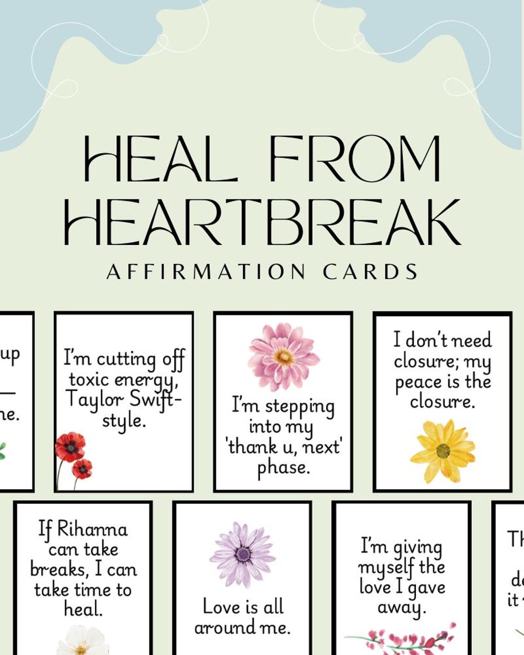 Self love Affirmation Cards For Women Heal From Heartbreak Floral self-love-affirmation-cards-for-women-heal-from-heartbreak-floral