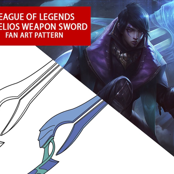 Aphelios Weapon Sword/ Blueprint + color - LoL - League of Legends - Cosplay