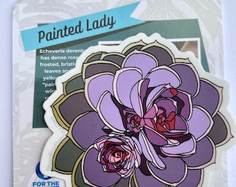 Succulent Vinyl Sticker - Painted Lady, Durable Waterproof Decal, Perfect Gift for Plant Lover, Laptop, Water Bottle, or Journal Decoration
