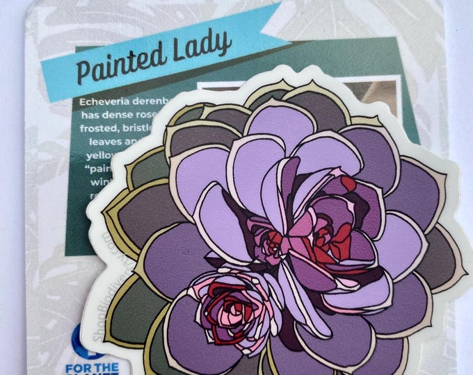 Succulent Vinyl Sticker - Painted Lady, Durable Waterproof Decal, Perfect Gift for Plant Lover, Laptop, Water Bottle, or Journal Decoration