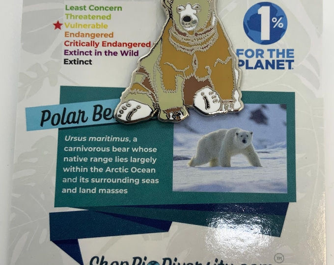 Polar Bear Enamel Pin - Arctic Wildlife Conservation Gift, Eco-Friendly Jewelry, Silver Base Pin for Nature Lovers, Climate Action Support