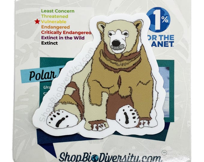 Polar Bear Vinyl Sticker - Arctic Wildlife Conservation Art, Durable Eco-Friendly Decal for Laptops, Water Bottles, Climate Action Support