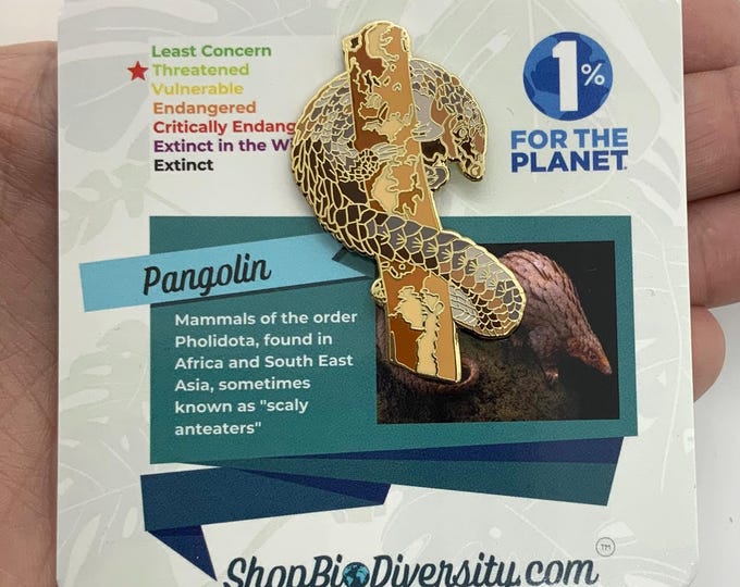 Pangolin Enamel Pin - Unique Animal Lover Gift, Wildlife Conservation Pin, Scaly Anteater Art, Eco-Friendly Jewelry, Endangered Mammal