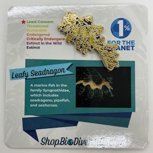 Leafy Seadragon Enamel Pin - Unique Marine Animal Pin, Gold Base, Ocean Lover Gift, Endangered Species Awareness, Eco-Friendly Accessory