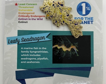Leafy Seadragon Enamel Pin - Unique Marine Animal Pin, Gold Base, Ocean Lover Gift, Endangered Species Awareness, Eco-Friendly Accessory