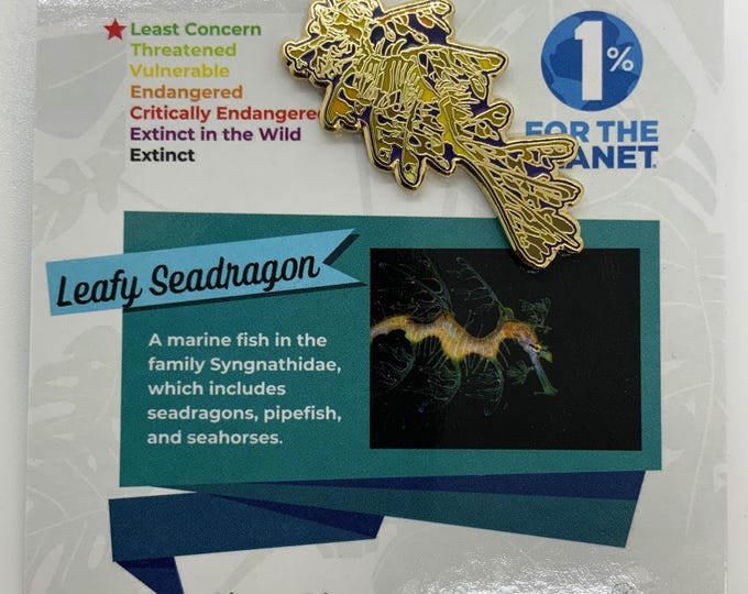 Leafy Seadragon Enamel Pin - Unique Marine Animal Pin, Gold Base, Ocean Lover Gift, Endangered Species Awareness, Eco-Friendly Accessory