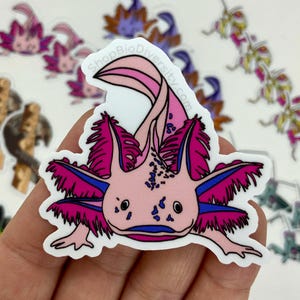 Pink Axolotl Vinyl Sticker - Cute Kawaii Waterproof Decal for Laptops, Water Bottles, Journals, Perfect Gift for Axolotl Lovers & Fans