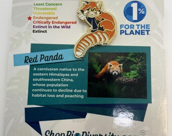 Red Panda Enamel Pin - Endangered Wildlife Pin, Cute Gold Animal Pin, Eco-Friendly Gift Supporting Conservation, Bamboo Lover's Accessory