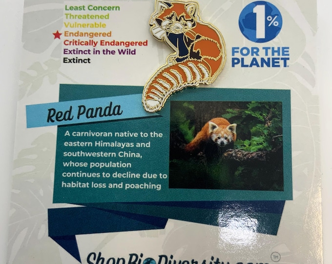 Red Panda Enamel Pin - Endangered Wildlife Pin, Cute Gold Animal Pin, Eco-Friendly Gift Supporting Conservation, Bamboo Lover's Accessory