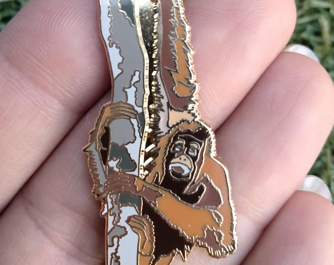 Orangutan Enamel Pin - Critically Endangered Ape Art, Wildlife Conservation Gift, Eco-Friendly Animal Pin, Forest Guardian Accessory