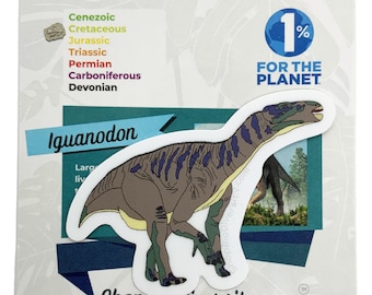 Iguanodon Dinosaur Vinyl Sticker – Durable, Eco-Friendly, Prehistoric Art for Water Bottles, Laptops, Notebooks, and Dino Lovers!