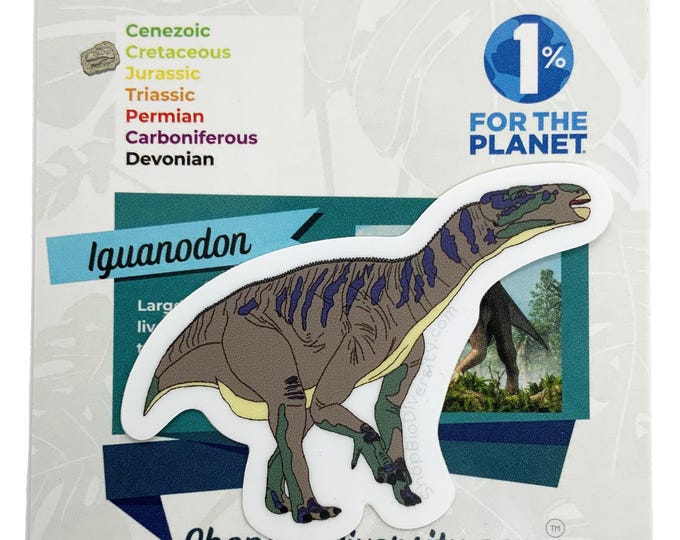 Iguanodon Dinosaur Vinyl Sticker – Durable, Eco-Friendly, Prehistoric Art for Water Bottles, Laptops, Notebooks, and Dino Lovers!