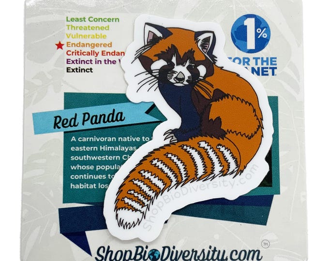 Red Panda Vinyl Sticker - Endangered Species Decal, Cute Animal Sticker, Eco-Friendly Gift, Wildlife Conservation Art, Bamboo Lover's Decor