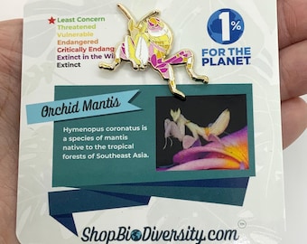 Orchid Mantis Enamel Pin - Flower Mantis Jewelry, Pink Orchid Bug Art, Insect Lover Gift, Eco-Friendly Wildlife Conservation Accessory