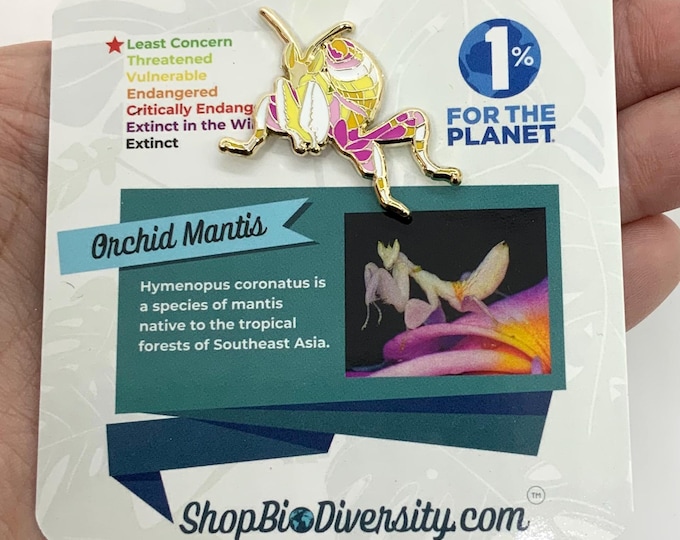 Orchid Mantis Enamel Pin - Flower Mantis Jewelry, Pink Orchid Bug Art, Insect Lover Gift, Eco-Friendly Wildlife Conservation Accessory