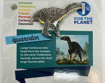Iguanodon Dinosaur Enamel Pin – Silver Base, Eco-Friendly, Perfect for Dino Lovers, Backpacks, Jackets, and Prehistoric Collectors!