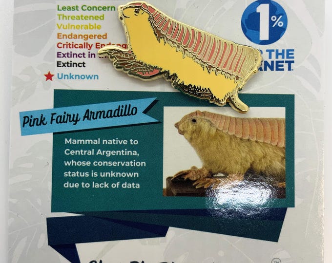 Pink Fairy Armadillo Enamel Pin - Unique Animal Gift, Endangered Species Art, Eco-Friendly Jewelry, Wildlife Conservation Accessory