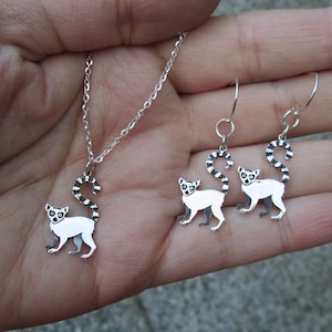 Sterling Silver Lemur Necklace or Earrings