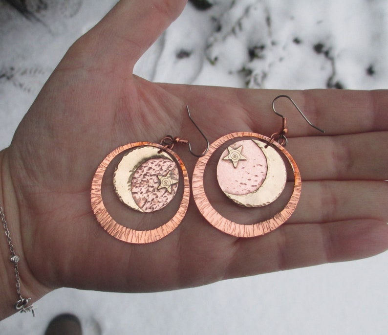 Brass Stars & Moons Earrings