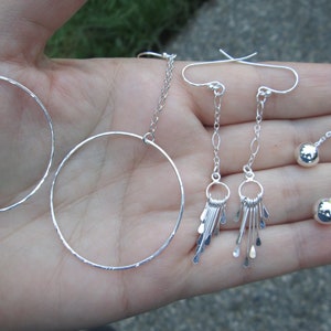 Sterling Silver Hoop, Ball or Tassel Dangle Earrings