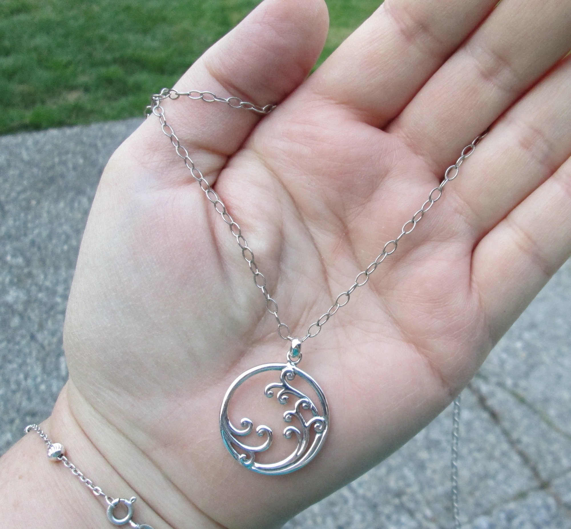 Sterling Silver Wave/spiral Necklace or Earrings - Etsy