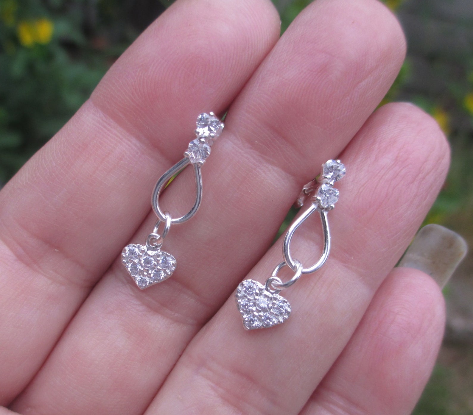 Sterling Silver Cubic Zirconia Heart Earrings main image 1