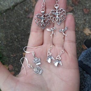 Sterling Silber Engel oder Amor Ohrringe