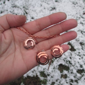 Copper Spiral Necklace or Post Earrings