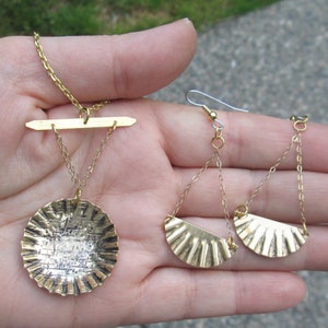 Fluted Brass Dangle Earrings or Necklace