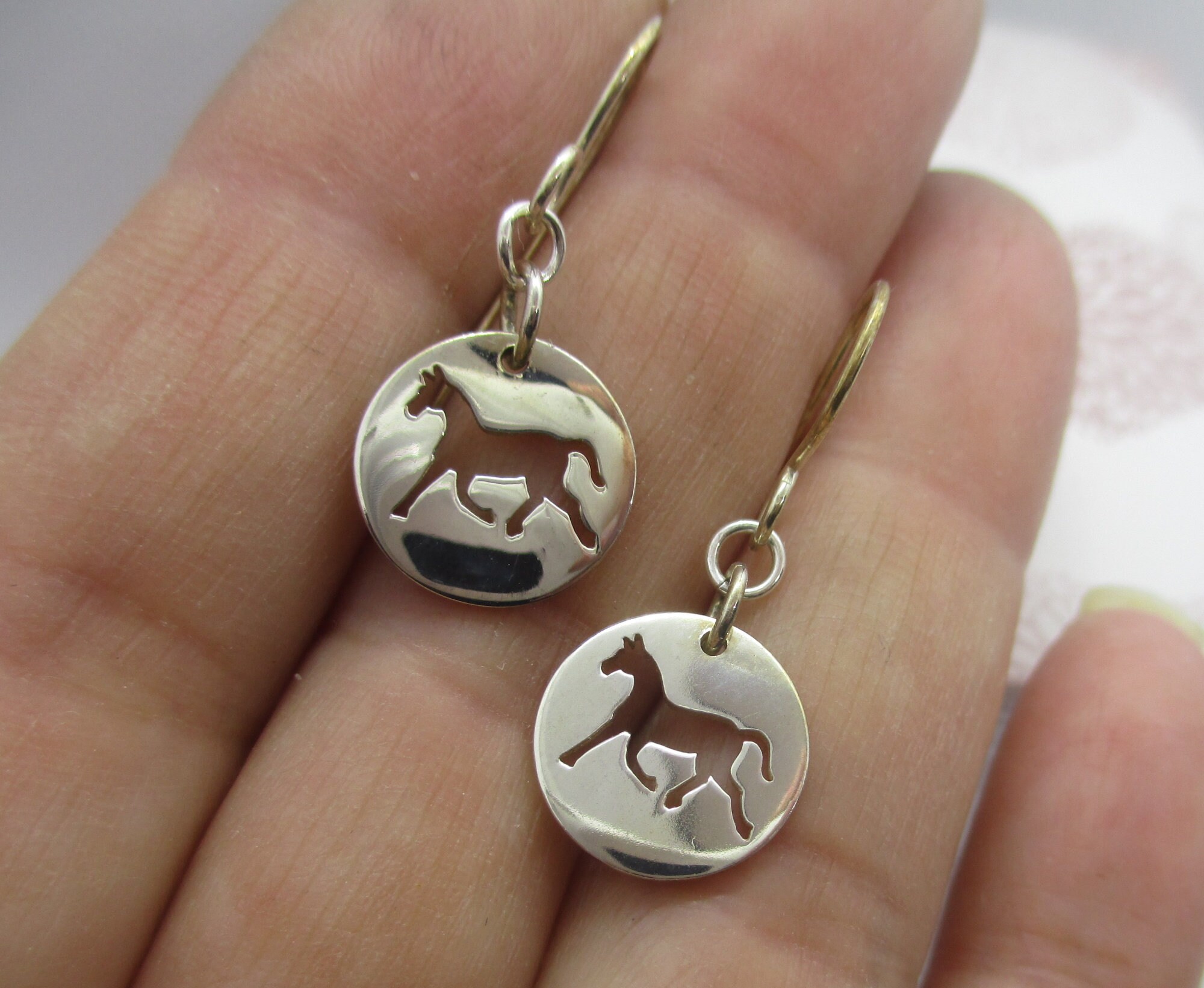 Sterling Silver Horse Earrings Etsy