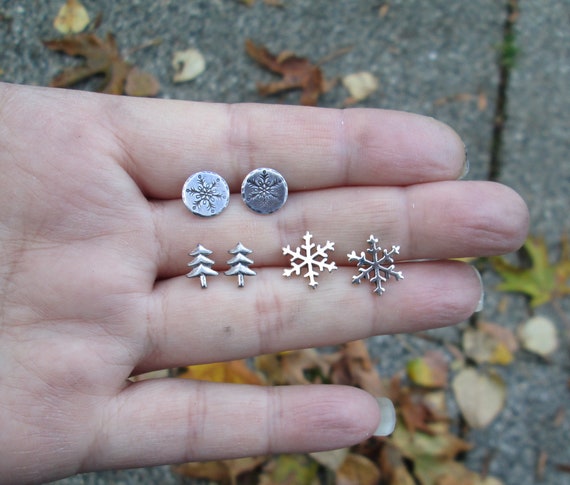 Orecchini Pendenti A Albero Di Natale E Fiocco Di Neve – Gioielli In Argento S925 Con Zirconi, Regalo Natalizio Per Donne