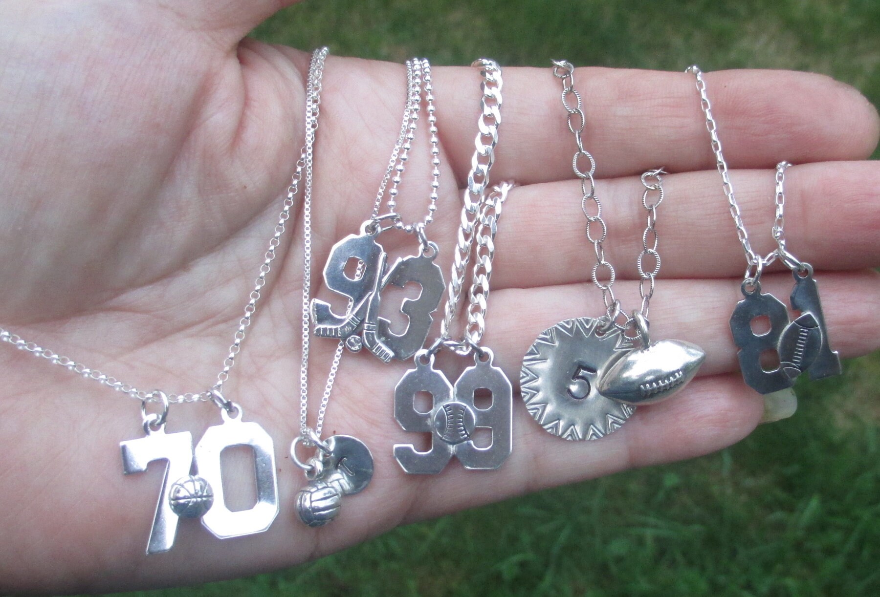 Sports Number NecklacesSoccer Football Baseball Etsy