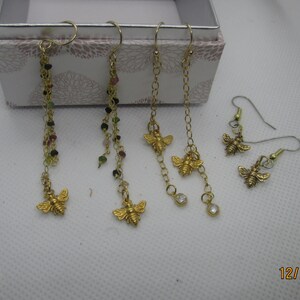 Collier ou boucles d&#39;oreilles d&#39;abeille plaquéor Or