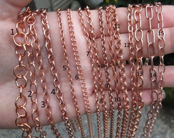 Copper Necklace Chain- 18 or 20 inch