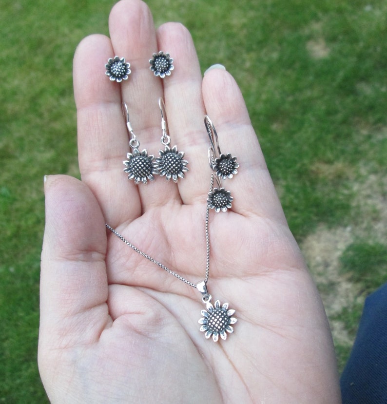Sterling Silver Sunflower Jewelry Etsy