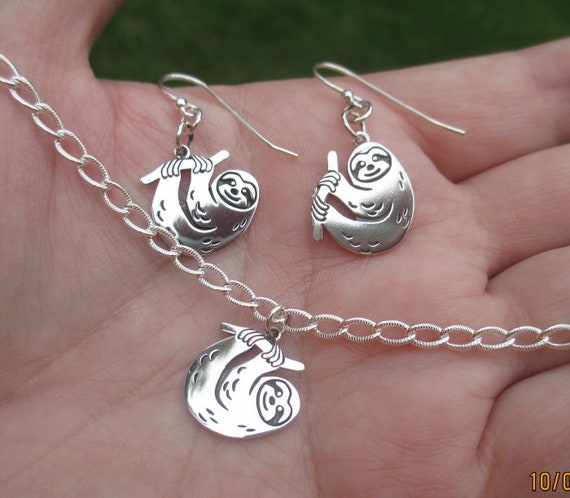 sloth earrings sterling silver