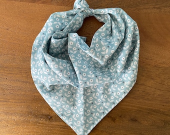 Teal Floral Dog Bandana: Retro Summer Style