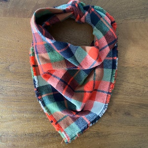 Fringe Flannel Plaid Dog Bandana: Fall Winter Scarf