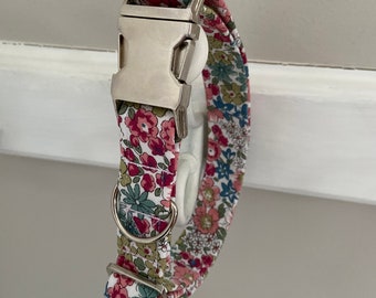 Floral dog collar, retro floral dog collar, summer dog collar, female dog collar