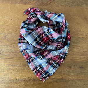 Fringe Plaid Flannel Dog Bandana: Fall Winter Scarf