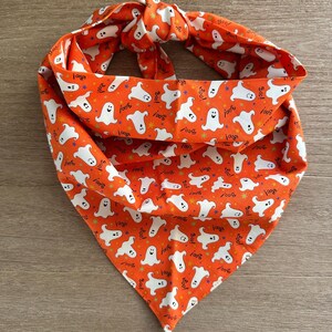 Halloween Ghost Dog Bandana: Orange Cotton Fall Bandana