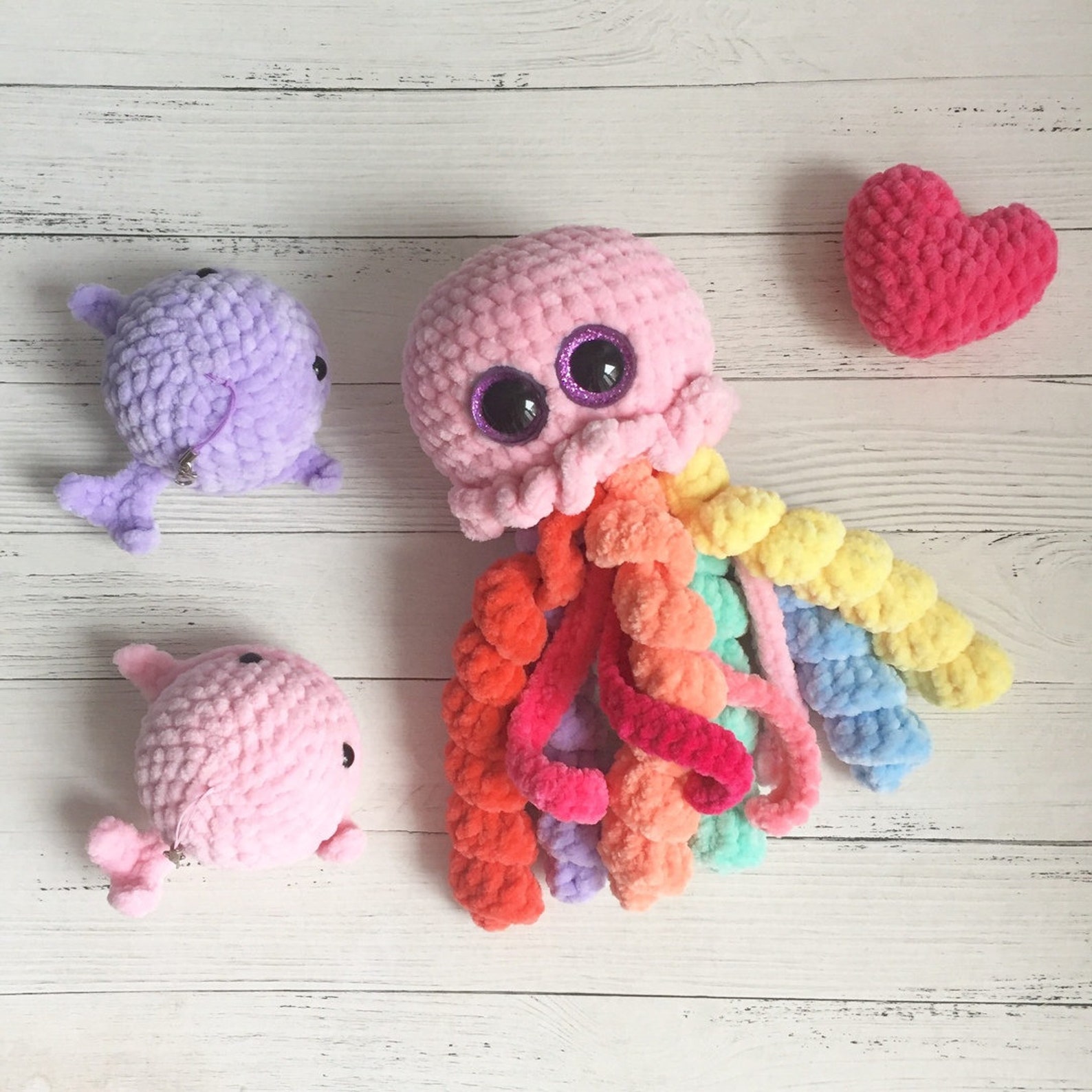 Rainbow Jellyfish Plush Soft Crochet Kawaii stuffed toy Etsy