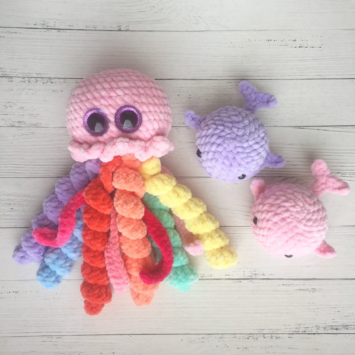 Rainbow Jellyfish Plush Soft Crochet Kawaii stuffed toy Etsy