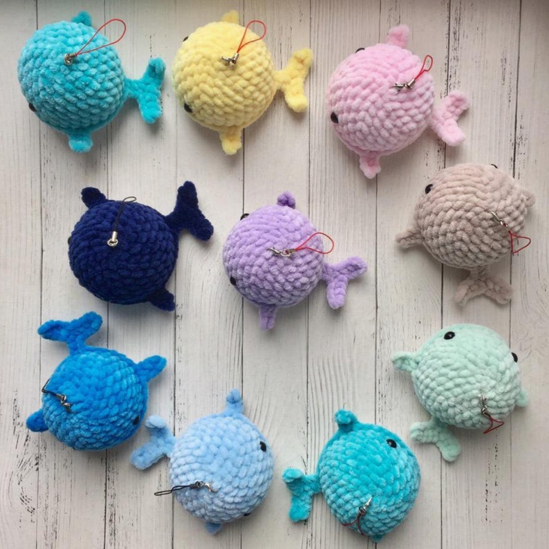Plush knit Whale cute keychain crochet plushie Keyring Etsy