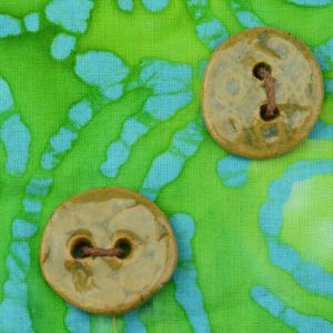 Ceramic buttons, Green and blue pottery buttons, Artisan buttons, Sewing buttons, Large buttons, Clay buttons, Fancy buttons