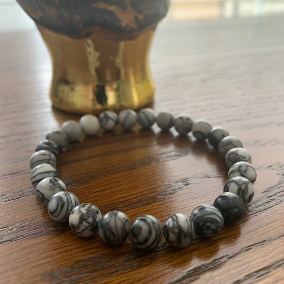 Gray Marble Beaded Bracelet
