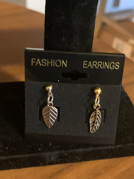 Silver & Gold Mixed Leaf Earrings