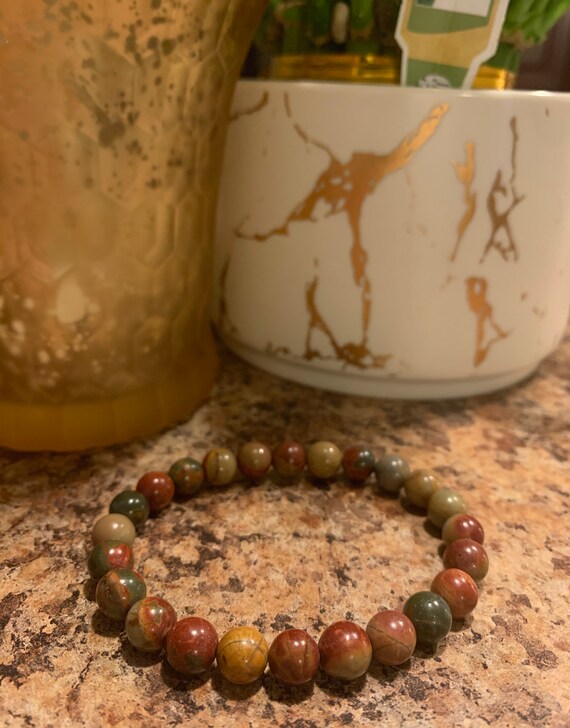 Agate Picasso Colored Beaded Bracelet