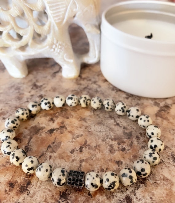 Dalmatian Spot Jasper Bead Bracelet